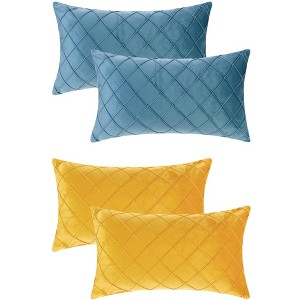Unique Bargains Solid Geometric Textured Cushion Home Decor 4 Pcs Soft Velvet Decorative Pillow Covers for Bed Sofa - 1 of 4