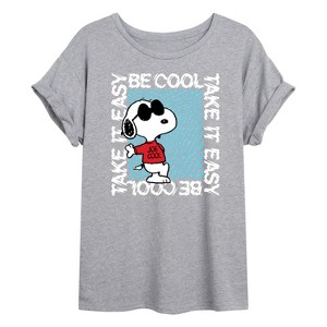 Women's - Peanuts - Be Cool, Take It Easy Snoopy Oversized Graphic T-Shirt - 1 of 4