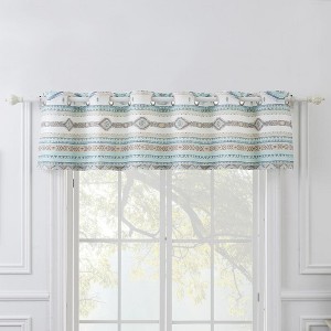 Greenland Home Fashions Phoenix Turquoise Window Valance, 84"x16", Lined, Grommet Top, Brushed Microfiber - 1 of 2