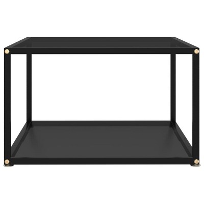 vidaXL Coffee Table Black Tempered glass, powder-coated steel 23.6x23.6 in