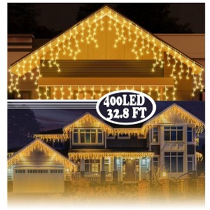 Itopfox 32.8 ft 400 LED Waterproof Icicle Curtain String Lights 8 Lighting Modes Memory Function for Indoor Outdoor Holiday Party 1 Pack - 1 of 4
