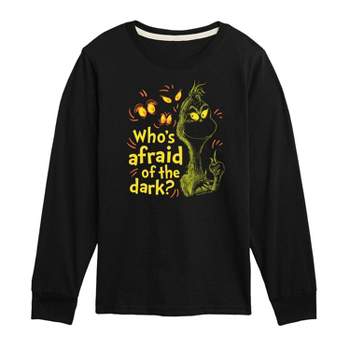Boys' Dr. Seuss The Grinch Who's Afraid Of The Dark Long Sleeve Graphic T-Shirt - Black