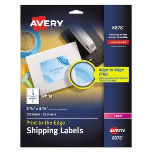 Avery Vibrant Laser Color-Print Labels w/ Sure Feed, 3.75 x 4.75, White, 100/PK - 1 of 4