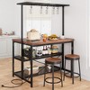42 in. Black Metal Kitchen Island with Storage Seating, Bakers Rack,  Microwave Oven Stand Shelf, 3 Tier Storage Shelf, 5 S-hooks for Dining Room - 4 of 4