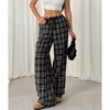 Coolmee Women's Plaid Checkered Wide Leg Pants Gingham Drawstring Elastic Waist Pajama Lounge Trousers with Pockets - 4 of 4