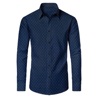Galaxy By Harvic Men's Slim Fit  Long  Sleeve Stretch Printed Dress Shirts