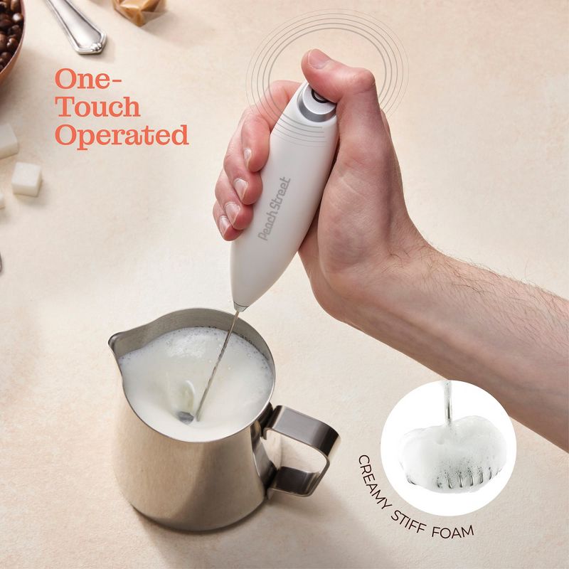 Peach Street Powerful Handheld Milk Frother, Mini Frother Wand, Battery Operated Stainless Steel Mixer, With Stand. for Milk, Latte, 3 of 9