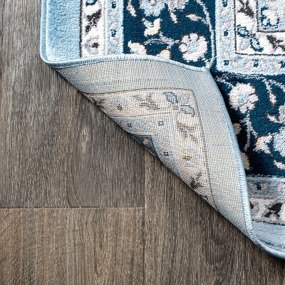 Blue Medallion Synthetic Reversible Runner Rug