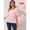 INSPIRE CHIC Women's Smocked Square Neck Ruffle Short Sleeve Peplum Waist Blouse - 2 of 4