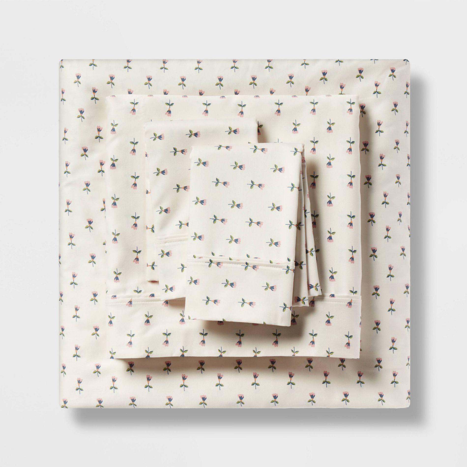 Twin/Twin XL Printed Performance 400 Thread Count Sheet Set Tulip Toss - Threshold™: Cotton Sateen, Elastic Corners, OEKO-TEX Certified