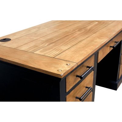 Black Transitional Executive Desk with Drawer and Filing Cabinet