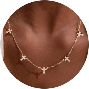 Dainty Charm Necklace for Women, 14K Gold/Silver Plated with Multiple Symbolic Charms - 1 of 4