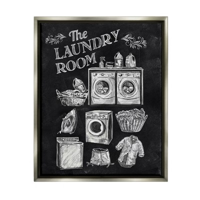 Stupell Industries Laundry Room Vintage Drawings Framed Floater Canvas Wall Art