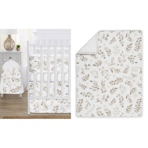 Sweet Jojo Designs 6p Boy Girl Gender Neutral Unisex Crib Bedding + BreathableBaby Breathable Mesh Liner Anti Bumper Pad Botanical White Beige - 1 of 4