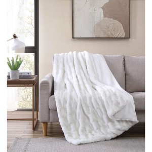 Kate Aurora Ultra Soft & Premium Plush Oversized Faux Rabbit Fur Accent Throw Blanket - 50 in. W x 70 in. L - 1 of 2