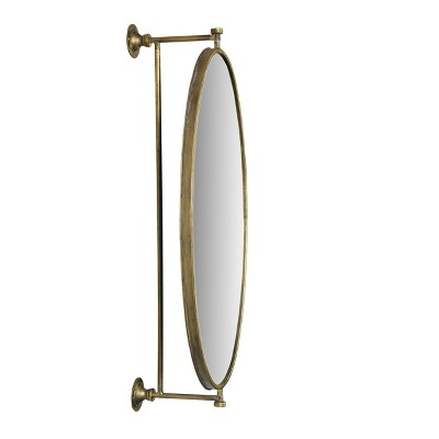 Gold Oval Metal Pivoting Wall Mirror, 32.4" x 19.5"