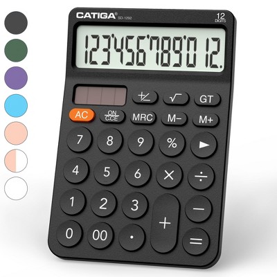 CATIGA 12 Digit Desktop Calculator with Large LCD Display, 4 Functions, Round Design Big Button, for Office, Home, School, SD-1292