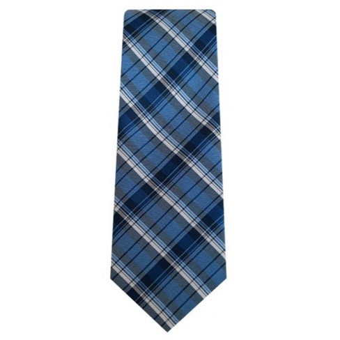 Men's Powder Blue, White And Gray Plaid 3.5 Inch Wide And 62 Inch X ...