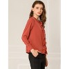 Allegra K Women's Casual Long Sleeves Ruffle Button Down Shirt - 4 of 4