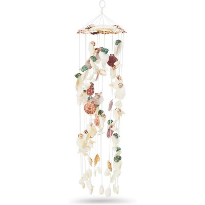 Juvale Seashell Wind Chimes, Beach Home Outdoor Garden Decor (6.3 x 25 Inches)