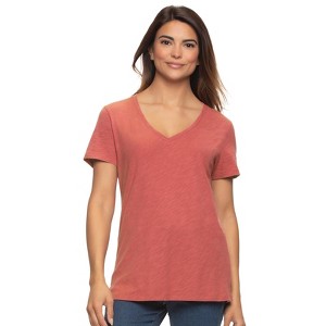 Felina Women's Slub Jersey V-Neck Tee | Short Sleeve T-Shirt - 1 of 2