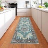 Acekool Boho Washable Rug 5x7 Non-Slip Vintage Runner for Living Room & Bedroom, Soft Low-Pile Carpet in Green/Grey/Orange Brown - 2 of 4