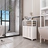 CAVINAS Narrow Bathroom Storage Cabinet with 2 Louvered Doors,Bamboo Floor Cabinet with Wood Grain,Storage Cabinet for Toiletries - 2 of 4