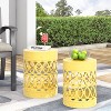 Vynxaria Patio Coffee Tables - Yellow Metal Set of 2 End Tables - 4 of 4