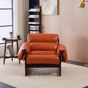 GDFStudio Ellis Oil Waxed Leather Upholstered Lounge Chair with Removable Armrest - 1 of 4