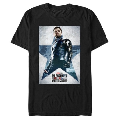 Men's Marvel The Falcon and the Winter Soldier Bucky Poster T-Shirt - Black  - Medium