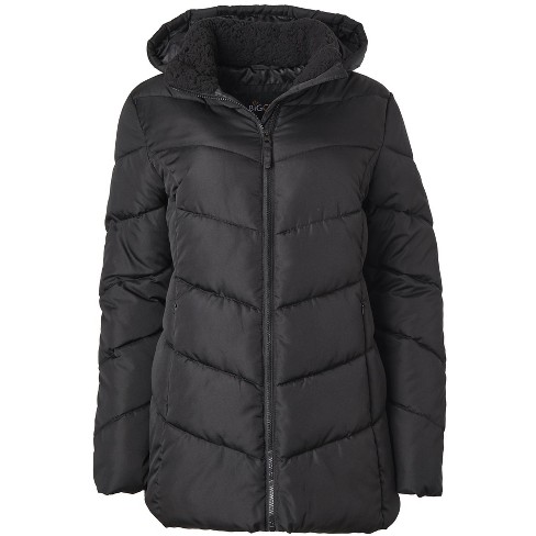 Big Chill Women's Plus Size Chevron Puffer w/ Lined collar , Black, 2X