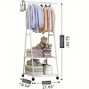 Stainless Steel Rolling Garment Rack with 2-Tier Shelves and 2 Hooks, Portable Metal and Plastic Clothes Organizer with Wheels - 3 of 4