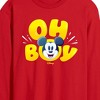 Men's - Disney - Oh Boy Mickey Face Long Sleeve Graphic T-Shirt - 2 of 3