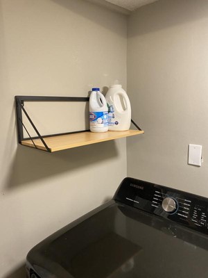 Honey-Can-Do 2 Tier Laundry Shelf with Wood Light Oak