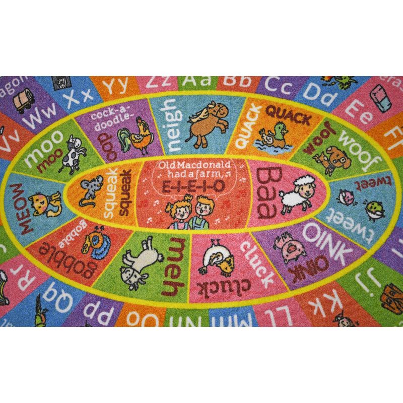KC CUBS Boy & Girl Kids ABC Alphabet W/ Animals & Sounds Educational Learning & Fun Game Play Nursery Bedroom Classroom Oval Rug Carpet, 5 of 8