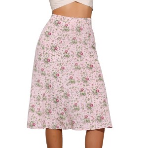 INSPIRE CHIC Women's Print Floral Peasant Elastic Waist A-Line Midi Skirts - 1 of 4