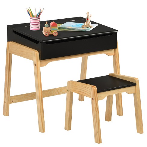 Tangkula Kids Study Table And Chair Set Wooden Activity Art Desk W