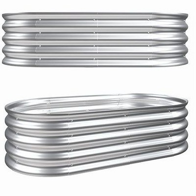 Kumasinova 1PC/2PCS Raised Garden Bed,Galvanized Planter Raised Garden Beds for Outdoor,Metal Raised Beds for Plants,Vegetables,Flower Herb,Silver