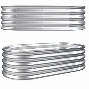 Kumasinova 1PC/2PCS Raised Garden Bed,Galvanized Planter Raised Garden Beds for Outdoor,Metal Raised Beds for Plants,Vegetables,Flower Herb,Silver - 1 of 4