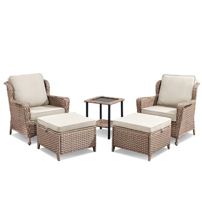 Buenhomino Wicker Patio Conversation Set – Outdoor Seating Group with Cushions