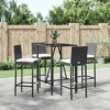 vidaXL Patio Bar Set Outdoor Table and Chair Set with Cushions Poly Rattan - 27.6" Table Length Black 4 Pieces - 2 of 4