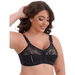 INSPIRE CHIC Women's V-Neck Full Coverage Wireless Adjustable Straps Bralette Lace Mesh Back Bras - 1 of 4