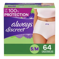 Always Discreet Incontinence & Postpartum Incontinence Underwear for Women - Maximum Protection - S/M - 64ct