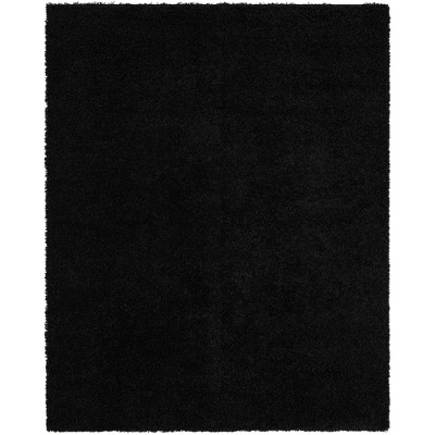 Jet Black 8' x 10' Solid Shag Synthetic Area Rug