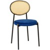 LeisureMod 5-PC Dining Set - 36" Round Dining Table Sintered Stone Top & Black Pedestal, 4 Velvet Dining Chairs in Black Steel Legs - 3 of 4