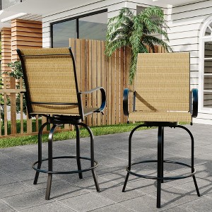 2-Piece Outdoor Swivel Bar Chairs with High Back & Armrests, Weather-Resistant Patio Stools, Counter Height Rotating Chairs for Deck, Lawn & Garden - 1 of 4