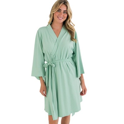 RuffleButts Modal Blend Women's Maternity Robe - Sage, One Size