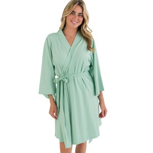 RuffleButts Modal Blend Women's Maternity Robe - Sage, One Size - 1 of 4