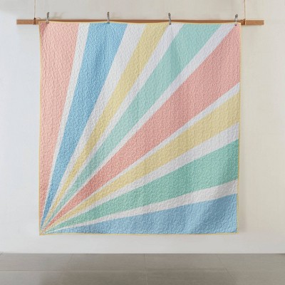 Full Yellow Rainbow Sunburst Reversible Cotton Coverlet Set