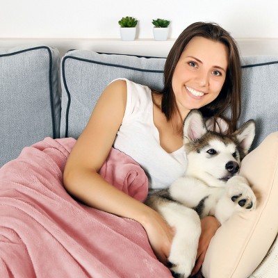 Large Pink Waterproof Reversible Sherpa Pet Blanket